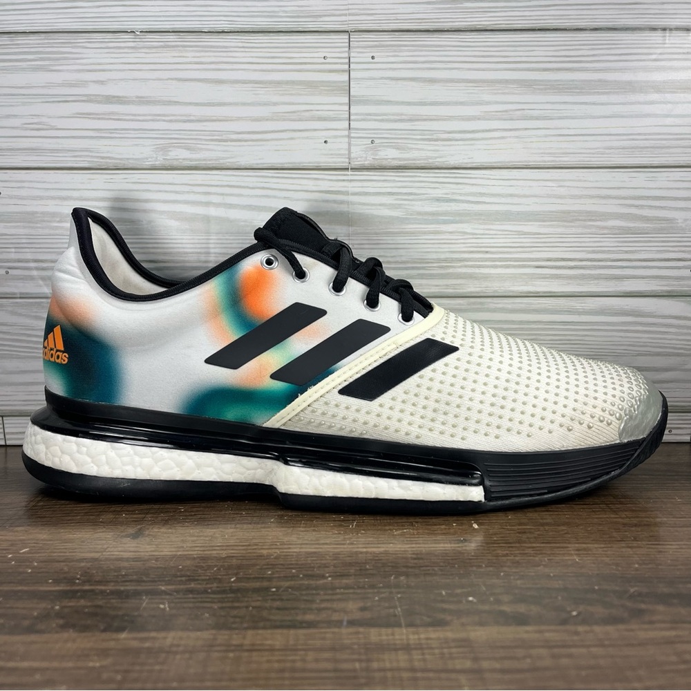 adidas Men's White Black Teal Orange Sneakers